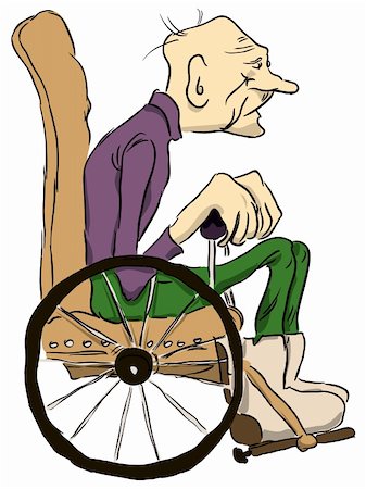 Grandpa sits in a wheelchair. Vector illustration. Cartoon. Stock Photo - Budget Royalty-Free & Subscription, Code: 400-06102158