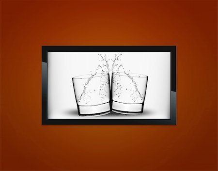 Black LCD tv screen hanging on a wall Stock Photo - Budget Royalty-Free & Subscription, Code: 400-06102160