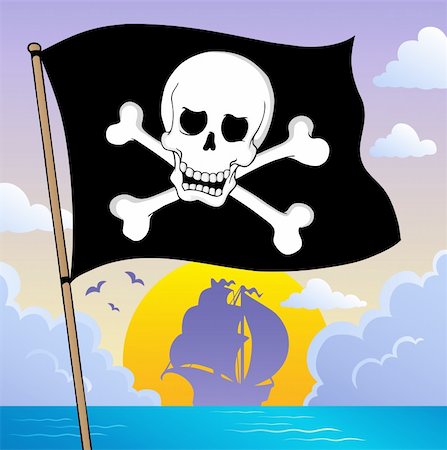 Pirate banner theme 3 - vector illustration. Stock Photo - Budget Royalty-Free & Subscription, Code: 400-06102551