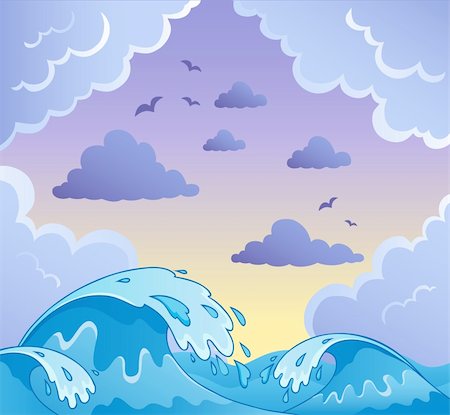 Waves theme image 2 - vector illustration. Foto de stock - Super Valor sin royalties y Suscripción, Código: 400-06102578