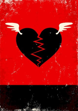 simsearch:400-06207242,k - Red and black poster with broken heart Stock Photo - Budget Royalty-Free & Subscription, Code: 400-06102847