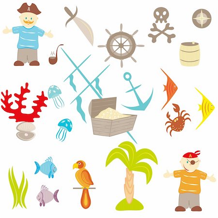 Set of drawings on a theme pirates Stock Photo - Budget Royalty-Free & Subscription, Code: 400-06102922