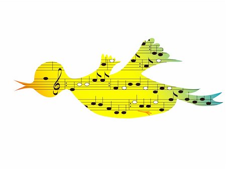 soloist - Flying colored songbird, music theme,vector format Stock Photo - Budget Royalty-Free & Subscription, Code: 400-06102982