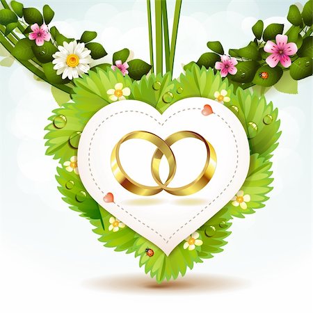 Two wedding ring on white shape heart Photographie de stock - Aubaine LD & Abonnement, Code: 400-06103269