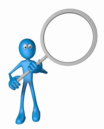 detectives and investigators cartoons - blue guy with magnifying glass - 3d illustration Stock Photo - Budget Royalty-Free & Subscription, Code: 400-06103470