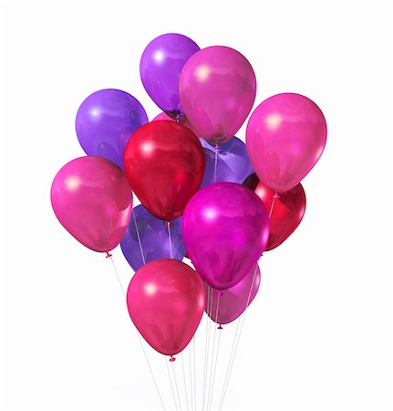 3D pink balloons floating isolated on white Stock Photo - Budget Royalty-Free & Subscription, Code: 400-06135672