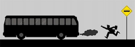 pollution illustration - Vector illustration of a man chasing the bus Stock Photo - Budget Royalty-Free & Subscription, Code: 400-06135837