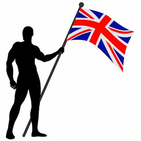 Vector illustration of a man figure holding the flag of the United Kingdom Stock Photo - Budget Royalty-Free & Subscription, Code: 400-06135840