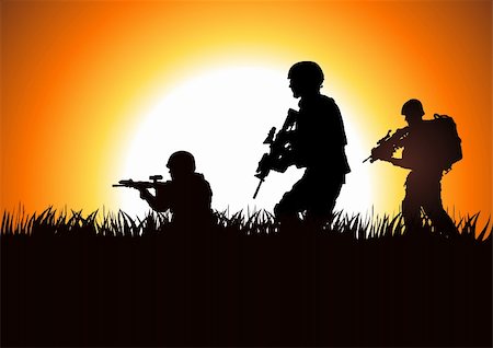 enemy - Silhouette illustration of soldiers on the field Stock Photo - Budget Royalty-Free & Subscription, Code: 400-06135851