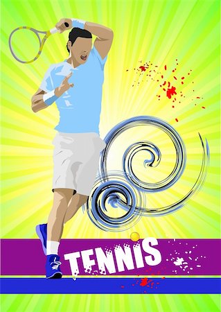 simsearch:400-05277759,k - Tennis player poster. Colored Vector illustration for designers Stock Photo - Budget Royalty-Free & Subscription, Code: 400-06136146