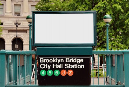 copy space above Brooklyn Bridge City Hall Station in New York City Stock Photo - Budget Royalty-Free & Subscription, Code: 400-06136556