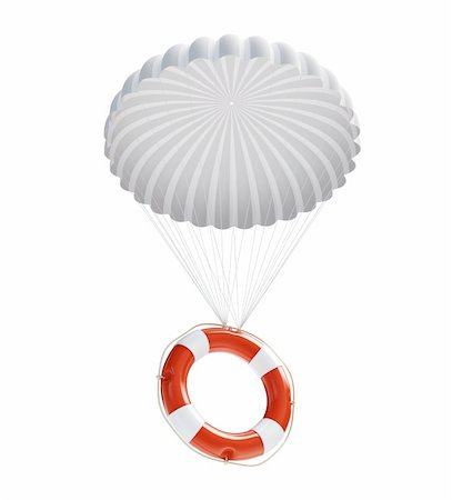 Life Buoy at parachute isolated on a white background Stock Photo - Budget Royalty-Free & Subscription, Code: 400-06137302