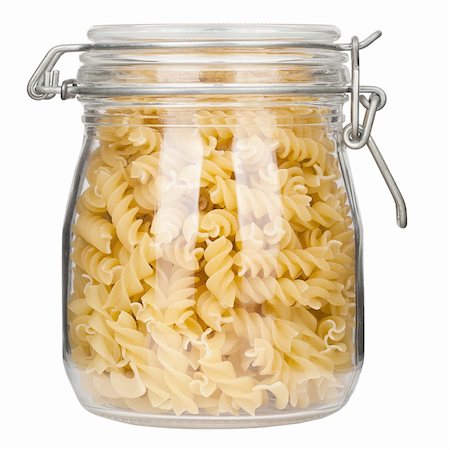 Pasta in glass jar on a white background Stock Photo - Budget Royalty-Free & Subscription, Code: 400-06137796