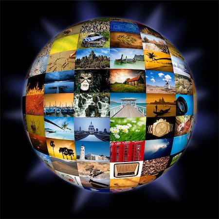 portfolio - Abstract globe with many vibrant photos. Stock Photo - Budget Royalty-Free & Subscription, Code: 400-06138028