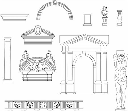 designs for decoration of pillars - antique architecture set to build decorative borders and compositions Stock Photo - Budget Royalty-Free & Subscription, Code: 400-06138036