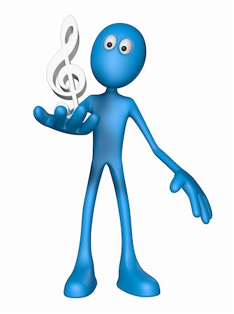 simsearch:400-05741668,k - blue guy and clef symbol - 3d illustration Stock Photo - Budget Royalty-Free & Subscription, Code: 400-06138518