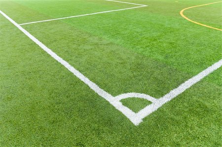 Artificial turf football field with white line corner Stock Photo - Budget Royalty-Free & Subscription, Code: 400-06138587