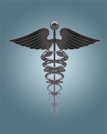 caduceus isolated on blue background Stock Photo - Budget Royalty-Free & Subscription, Code: 400-06139142