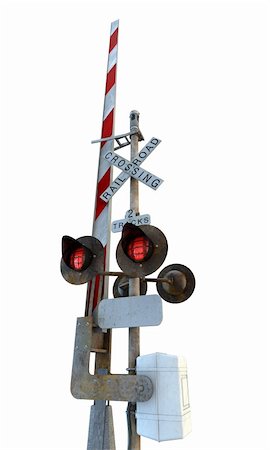 railroad crossing isolated on white background Stock Photo - Budget Royalty-Free & Subscription, Code: 400-06139150