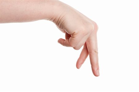A female hand showing the walking fingers isolated on white Stock Photo - Budget Royalty-Free & Subscription, Code: 400-06139364