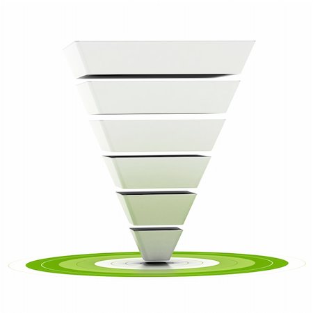 sales funnel with six stages easily customizable pointing to a green target, can be used as a marketing funnel, diagram over white background Stock Photo - Budget Royalty-Free & Subscription, Code: 400-06139428