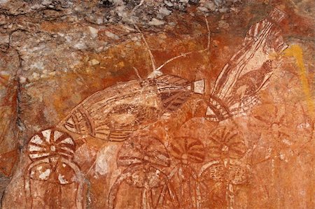 simsearch:400-05900108,k - Aboriginal rock art depicting fishes, Nourlangie, Kakadu National Park, Northern Territory, Australia Stock Photo - Budget Royalty-Free & Subscription, Code: 400-06139500
