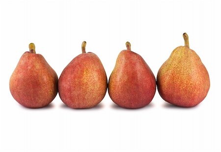 simsearch:400-07096505,k - Four red ripe pears isolated on white background Stock Photo - Budget Royalty-Free & Subscription, Code: 400-06139890