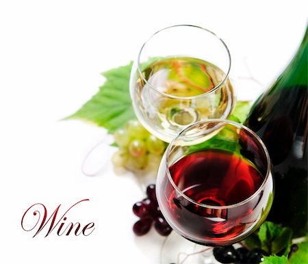 Glass of red and white wine on white background Stock Photo - Budget Royalty-Free & Subscription, Code: 400-06140439