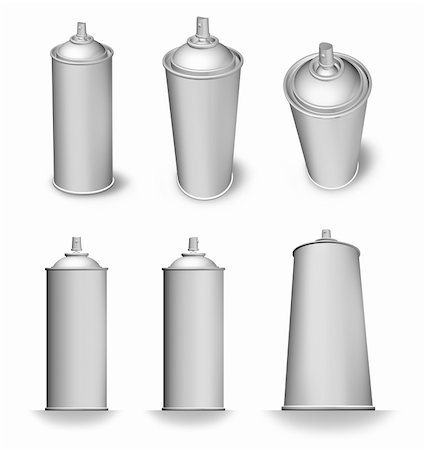 Blank spray aerosol can bottle various angles white background isolated Stock Photo - Budget Royalty-Free & Subscription, Code: 400-06141695