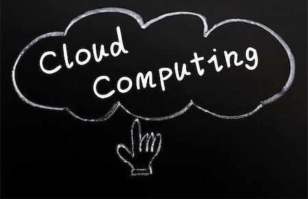 Cloud computing concept with a hand cursor drawn in chalk on a blackboard Stock Photo - Budget Royalty-Free & Subscription, Code: 400-06141895