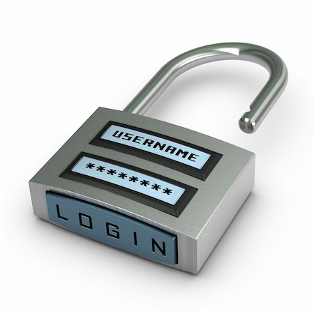 digital words background - digital padlock with username and password plus login button opened over white background with shadow Stock Photo - Budget Royalty-Free & Subscription, Code: 400-06142454