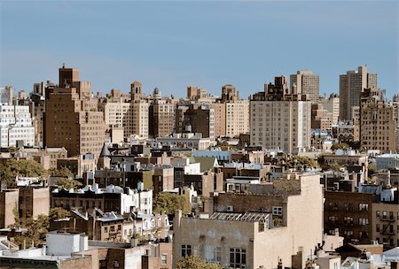 Urban scene of high rises in Lower Manhattan viewed from a Chelsea rooftop Stock Photo - Budget Royalty-Free & Subscription, Code: 400-06142659