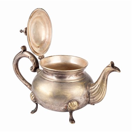 Antique teapot on white background Stock Photo - Budget Royalty-Free & Subscription, Code: 400-06142718