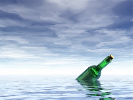 simsearch:700-02080402,k - message in a bottle at the ocean - 3d illustration Stock Photo - Budget Royalty-Free & Subscription, Code: 400-06174226