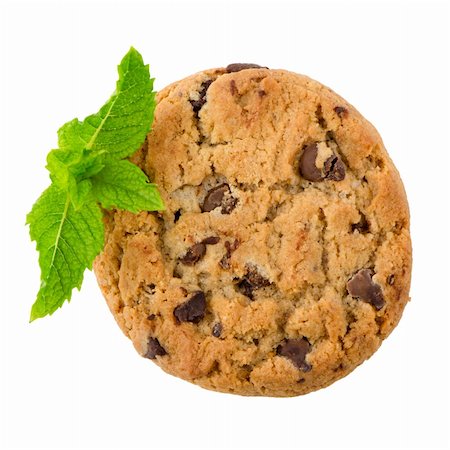 simsearch:614-06537664,k - Chocolate Chip Cookie isolated on White background. Stock Photo - Budget Royalty-Free & Subscription, Code: 400-06174784