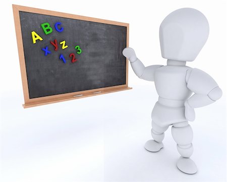 simsearch:400-06396346,k - 3D render of a man with school chalk board back to school Stock Photo - Budget Royalty-Free & Subscription, Code: 400-06174863