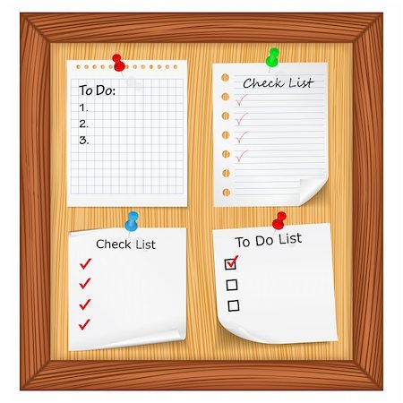 Bulletin board with ToDo List and Check List, vector eps10 illustration Stock Photo - Budget Royalty-Free & Subscription, Code: 400-06174923