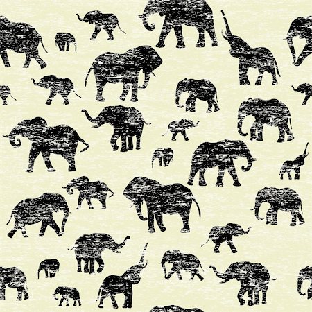 Grunge backgorund with elephants silhouettes Stock Photo - Budget Royalty-Free & Subscription, Code: 400-06175500