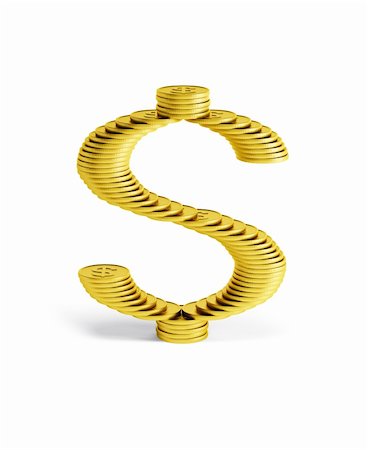 simsearch:400-05688203,k - dollar sign made of coins, isolated 3d render Photographie de stock - Aubaine LD & Abonnement, Code: 400-06175677