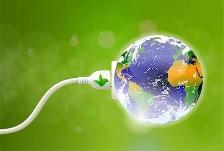 green energy concept with Planet Earth and electric plug Stock Photo - Budget Royalty-Free & Subscription, Code: 400-06177871