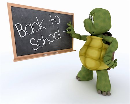 pupil in a empty classroom - 3D render of a tortoise with school chalk board Stock Photo - Budget Royalty-Free & Subscription, Code: 400-06178186