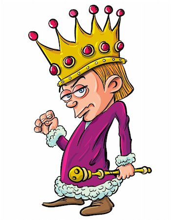 Cartoon of evil looking child king holding a scepter.Isolated Stock Photo - Budget Royalty-Free & Subscription, Code: 400-06179357