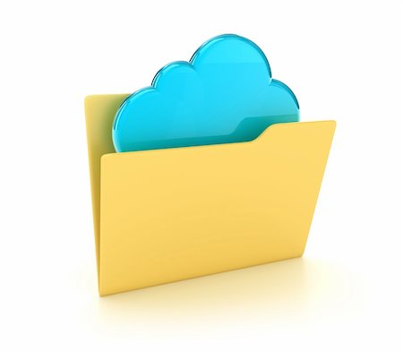 Illustration of a yellow folders with a blue cloud Stock Photo - Budget Royalty-Free & Subscription, Code: 400-06179584
