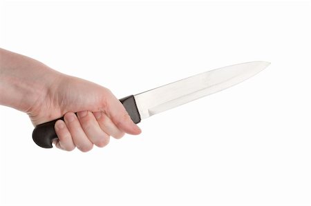 Knife in hand isolated on a white background Stock Photo - Budget Royalty-Free & Subscription, Code: 400-06179956