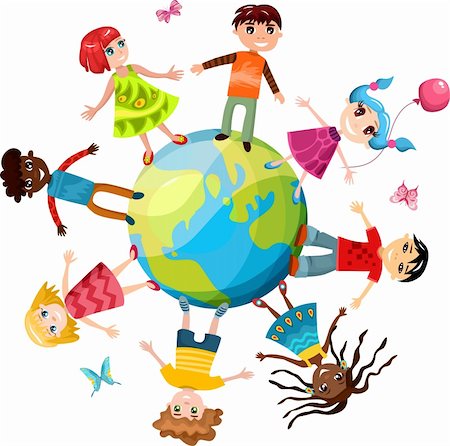 vector illustration of a children ih the world Stock Photo - Budget Royalty-Free & Subscription, Code: 400-06170471