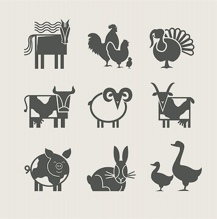 farm animals ducks - home animal set icon vector illustration Stock Photo - Budget Royalty-Free & Subscription, Code: 400-06170472