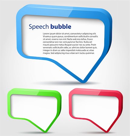 Colorful glossy 3d bubble speech. Vector illustration Stock Photo - Budget Royalty-Free & Subscription, Code: 400-06170574