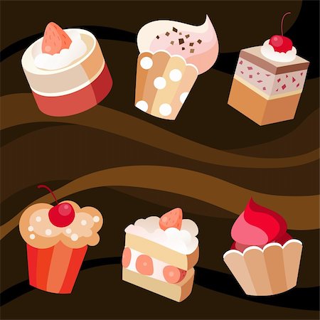 Vector illustration  of a six cakes set Stock Photo - Budget Royalty-Free & Subscription, Code: 400-06170830