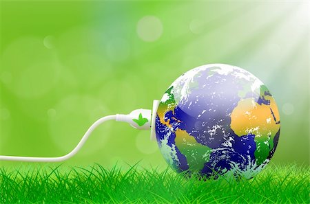 simsearch:400-04619587,k - Green energy concept with Planet Earth and electric plug on lush grass Stock Photo - Budget Royalty-Free & Subscription, Code: 400-06171061