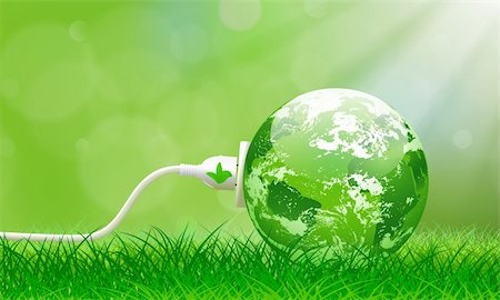 Green energy concept with Planet Earth and electric plug on lush grass Stock Photo - Budget Royalty-Free & Subscription, Code: 400-06171062